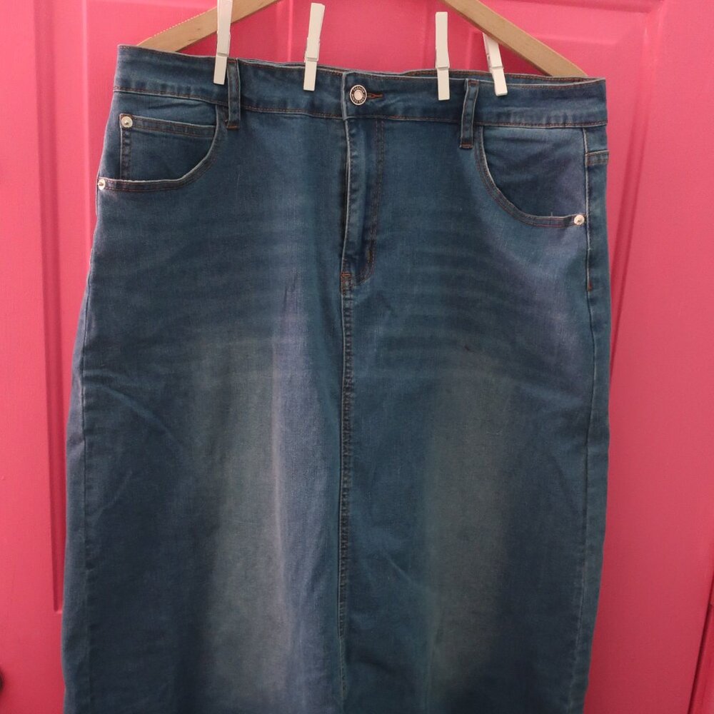 Generic Stretch Denim Maxi Skirt XL